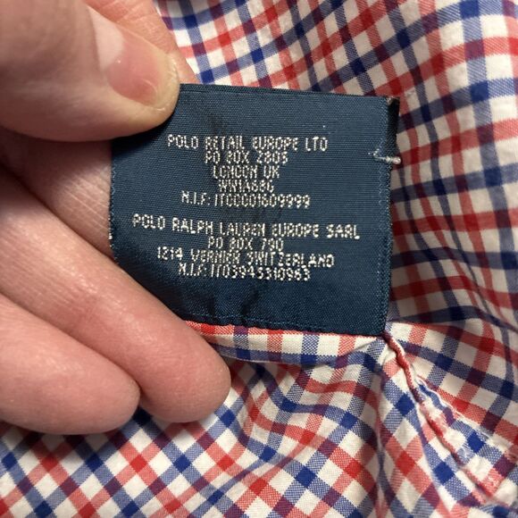 Ralph Lauren Shirt Boys 6 Red Blue Plaid Button Down Long Sleeve Cotton Polo - Picture 7 of 8